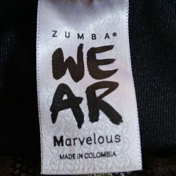 Zumba Wear Marvelous gold black metallic sports Bra Sz M - Picture 6 of 7